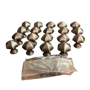 19 Emtek Hexagon Knob 86120US15A Brass 1 3/8" Cabinet Knobs Screws Lot